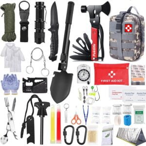 Kit de Supervivencia,Equipo de Emergencia,Kit Supervivencia Apagon de Emergencia,Multifuncional Equipo de Botiquín Primeros Auxilios profecional,para Viajar Caminar Acampar al Aire Montaña